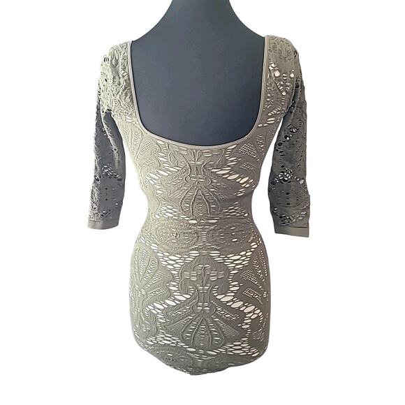 Free People Medallion Crochet Dress Green Romantic Cottagecore Festival XS - Picture 3 of 5